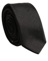 Dolce & Gabbana Black Satin Textured Adjustable Necktie Men Accessory Tie