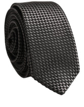 Dolce & Gabbana Dark Gray Textured Silk Adjustable Necktie Accessory Tie