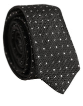 Dolce & Gabbana Dark Gray Polka Dot Silk Adjustable Necktie Accessory Tie