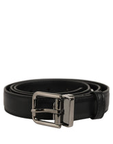 Dolce & Gabbana Black Leather Silver Tone Metal Buckle Belt