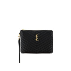 Saint Laurent Black Calf Leather Bos Taurus Clutch Bag