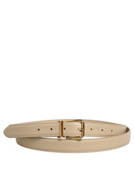 Dolce & Gabbana Beige Leather Double Wrap Gold Buckle Belt