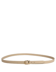 Dolce & Gabbana Beige Leather Double Wrap Gold Buckle Belt