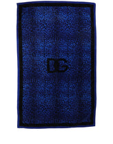 Dolce & Gabbana Royal Blue Leopard DG Logo 100% Cotton Beach Towel