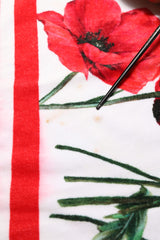 Dolce & Gabbana White Floral Poppy Print DG Logo Beach Towel