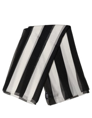 Dolce & Gabbana Black White Stripe Silk Square Foulard Scarf