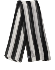 Dolce & Gabbana Black White Stripe Silk Shawl Stole Scarf
