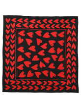 Dolce & Gabbana Black Red Silk Hearts Square Foulard Scarf