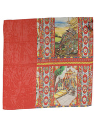 Dolce & Gabbana Red Silk Historical Print Foulard Scarf