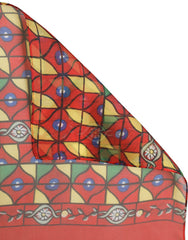 Dolce & Gabbana Red Silk Geometric Print Shawl Stole Scarf