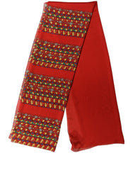 Dolce & Gabbana Red Silk Geometric Print Shawl Stole Scarf