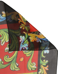 Dolce & Gabbana Dark Gray Silk Scenery Print Foulard Scarf