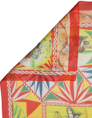 Dolce & Gabbana Multicolor Silk Carretto Print Foulard Scarf