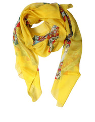 Dolce & Gabbana Yellow Silk Printed Shawl Stole Scarf