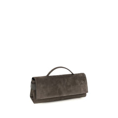 Brunello Cucinelli Brown Suede Leather Clutch Bag