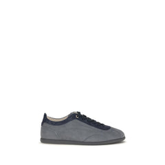 Brunello Cucinelli Gray Calf Leather Bos Taurus Low Top Sneakers
