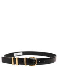 Dolce & Gabbana Black Classic Leather Gold Tone Buckle Belt