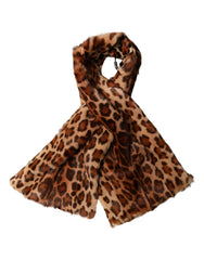 Dolce & Gabbana Brown Leopard Printed Goat Hair Shawl Scarf