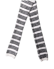 Dolce & Gabbana White Black Striped Skinny Neck Warmer Scarf