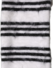 Dolce & Gabbana White Black Striped Skinny Neck Warmer Scarf