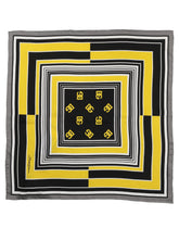 Dolce & Gabbana Black Yellow Silk Logo Square Foulard Scarf