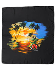 Dolce & Gabbana Black Tropical Sunset Square Foulard Scarf
