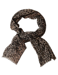 Dolce & Gabbana Brown Leopard Cashmere Shawl Stole Scarf