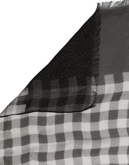 Dolce & Gabbana Black White Napoli Silk Gingham Shawl Scarf