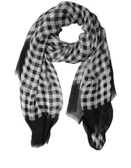 Dolce & Gabbana Black White Napoli Silk Gingham Shawl Scarf