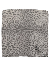 Dolce & Gabbana Gray Leopard Print Silk Square Foulard Scarf