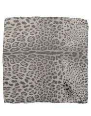 Dolce & Gabbana Gray Leopard Print Silk Square Foulard Scarf