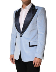 Dolce & Gabbana Blue Cotton Formal Single Breasted Jacket