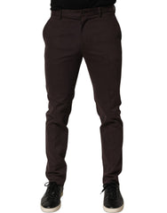 Dolce & Gabbana Brown Cotton Skinny Leg Dress Trouser Pants