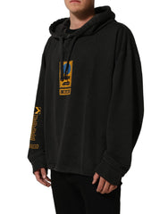 Dolce & Gabbana Black Cotton DG Shield Hooded Sweatshirt Sweater