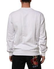 Dolce & Gabbana White Logo Embossed Cotton Sweatshirt Sweater