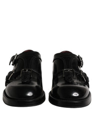 Dolce & Gabbana Black Leather Monk Strap Formal Dress Shoes