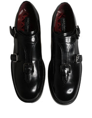 Dolce & Gabbana Black Leather Monk Strap Formal Dress Shoes