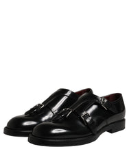 Dolce & Gabbana Black Leather Monk Strap Formal Dress Shoes