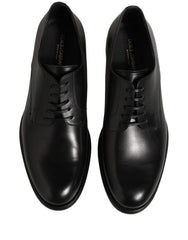Dolce & Gabbana Black Calfskin Leather Derby Men Dress Shoes