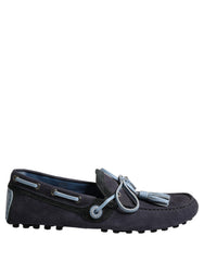 Dolce & Gabbana Navy Blue Suede Leather Tassel Loafers Shoes