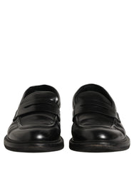 Dolce & Gabbana Black Brushed Calf Leather Loafers Shoes