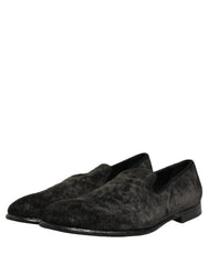 Dolce & Gabbana Black Suede Slip On Men Slippers Loafers Shoes
