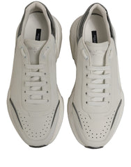 Dolce & Gabbana White Silver Daymaster Low Top Sneakers Shoes