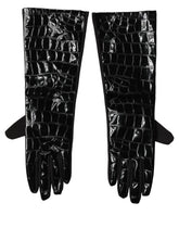 Dolce & Gabbana Black Polyester Patterned Short Length Gloves