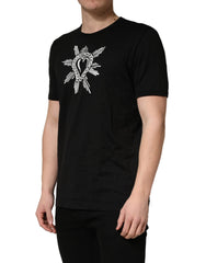 Dolce & Gabbana Black Sacred Heart Cotton Crew Neck T-shirt