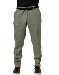 Dolce & Gabbana Gray Linen Tapered Men Dress Trouser Pants