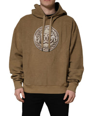 Dolce & Gabbana Brown Embossed Logo Hooded Sweatshirt Sweater