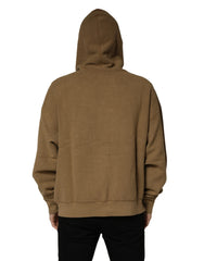 Dolce & Gabbana Brown Embossed Logo Hooded Sweatshirt Sweater
