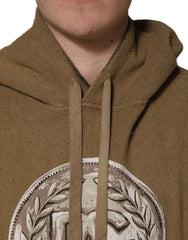 Dolce & Gabbana Brown Embossed Logo Hooded Sweatshirt Sweater