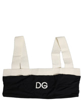 Dolce & Gabbana Black White Cotton Stretch Bikini Top Swimwear